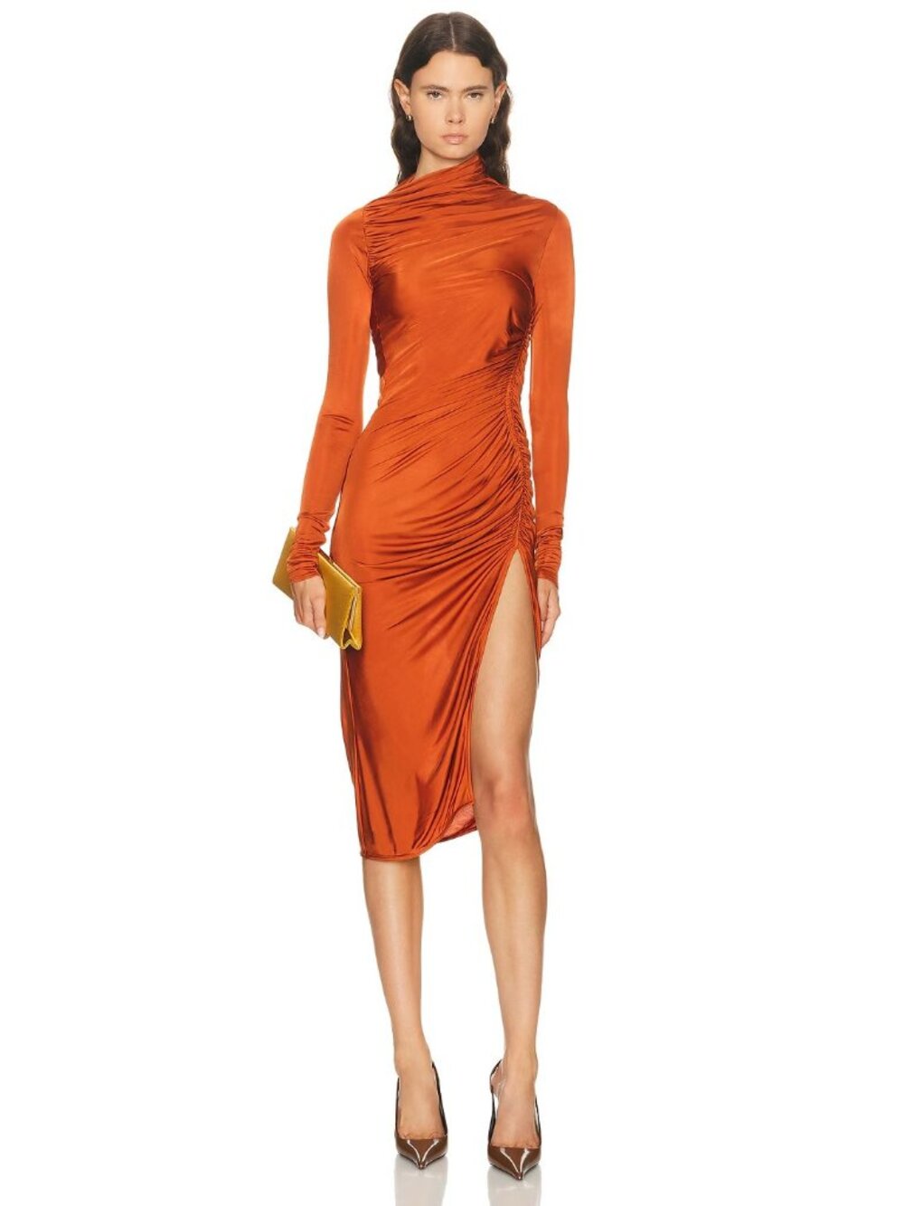 RICK OWENS LILIES Svita Long Sleeve Dress in Orange